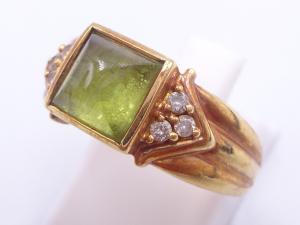 K18 ペリドット 1.80ct ダイヤ 0.09ct リング 5.5g